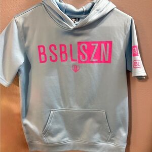 BSBLSZN Kids Light Blue Hoodie with Pink Accents
